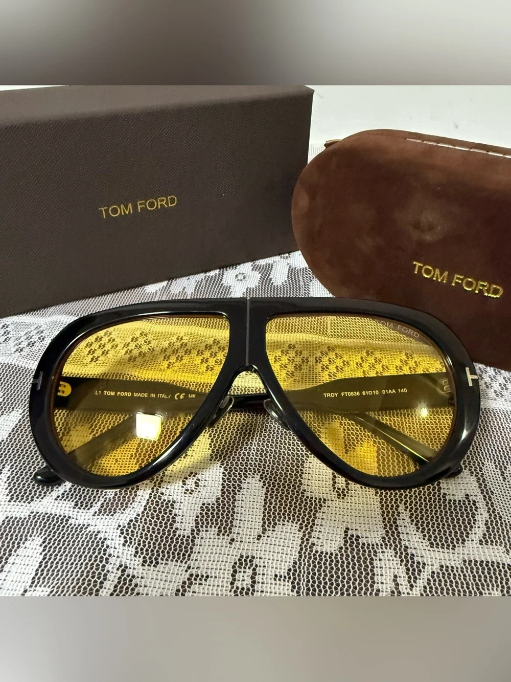 Tom Ford Black Sunglasses with Yellow Lenses
